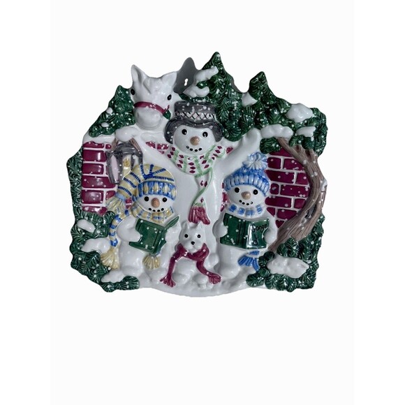 Fitz And Floyd “The Flurries Snowmen” Christmas Dish or Wall Platter HolidaDecor - Picture 8 of 16